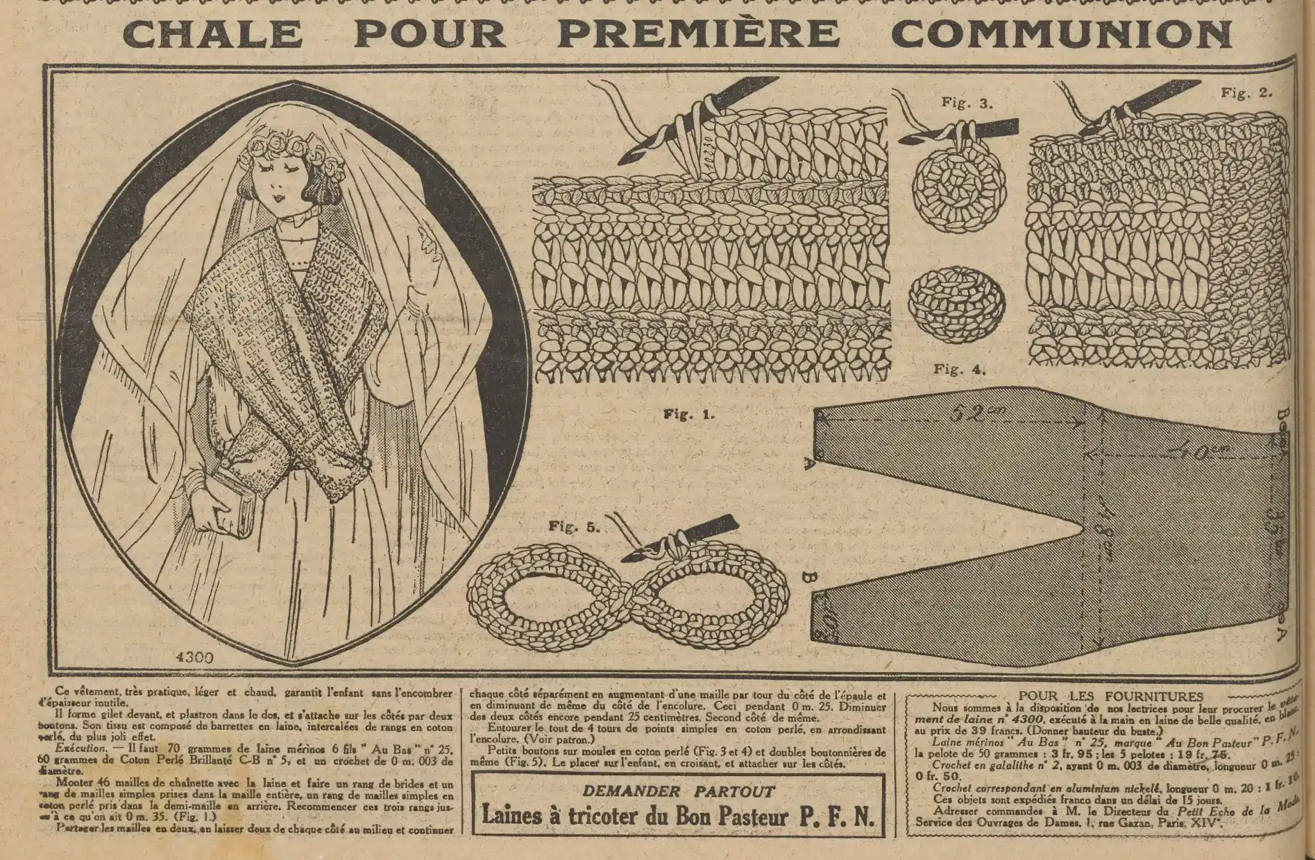 confection d'un châle pour une première communion