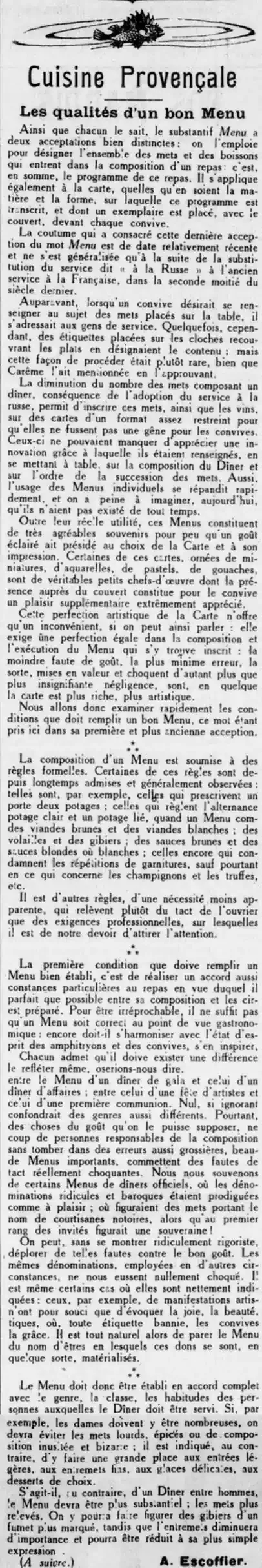 Le Provençal de Paris préparation du menu