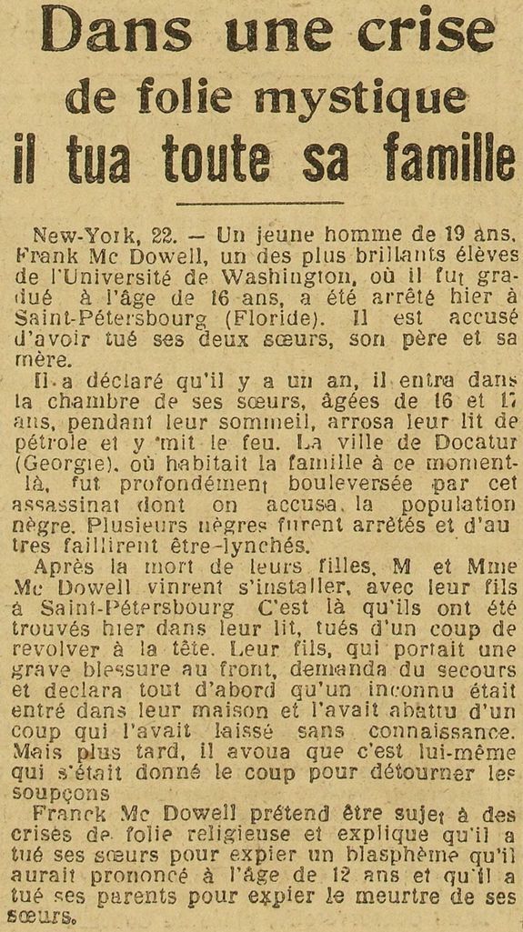 Le Grand écho du Nord sous l'emprise d'une crise mystique  il tue toute sa famille