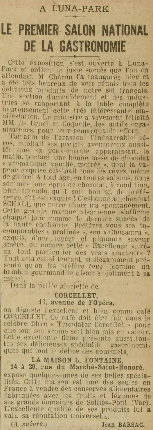 le salon gastronomie le 24 février 1924