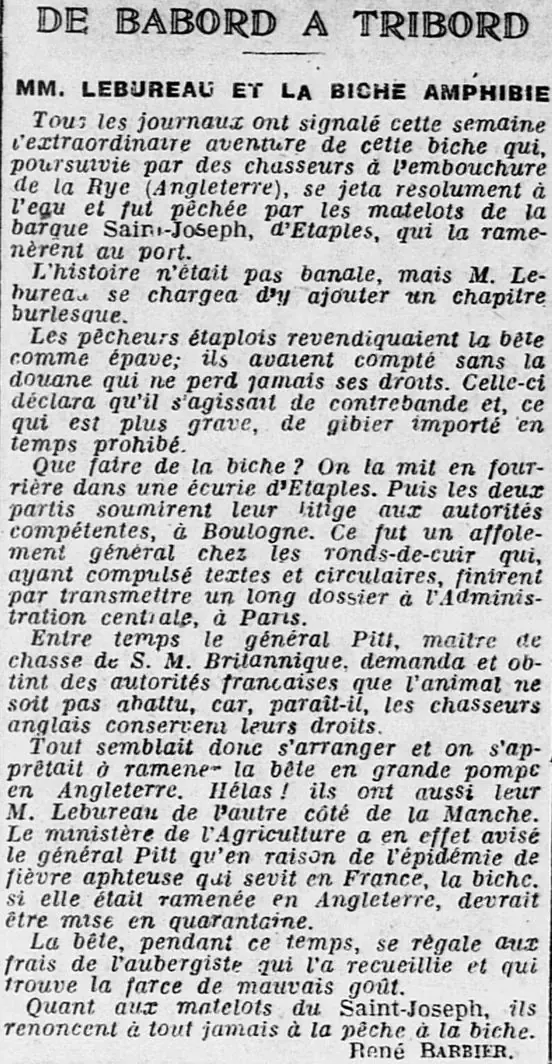 LOuest Éclair 19240224  la pêche à la biche