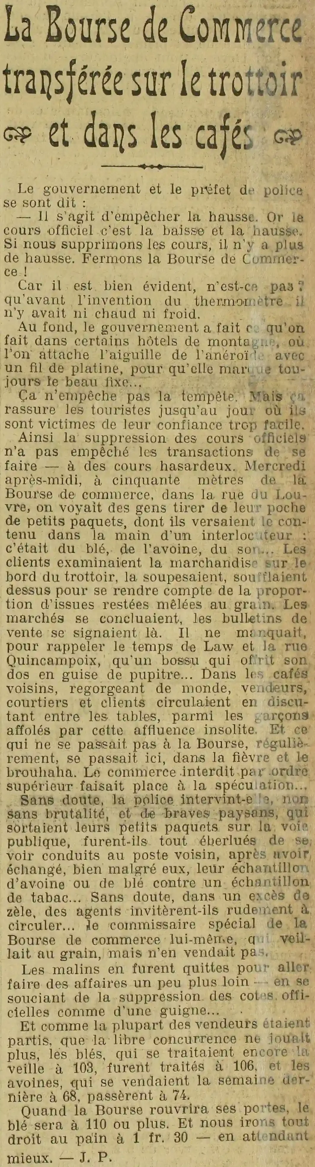 L Oeuvre 19240224  gestion calamiteuse de la Bourse