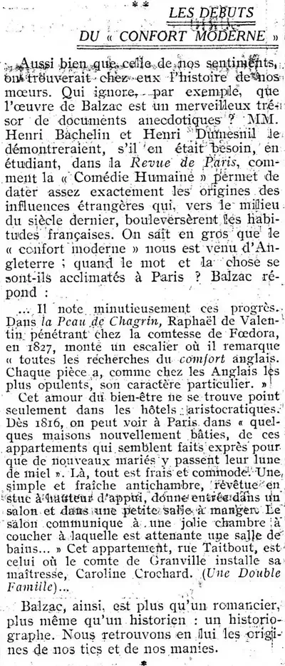 Le Figaro 19240224 quand est apparu le confort moderne