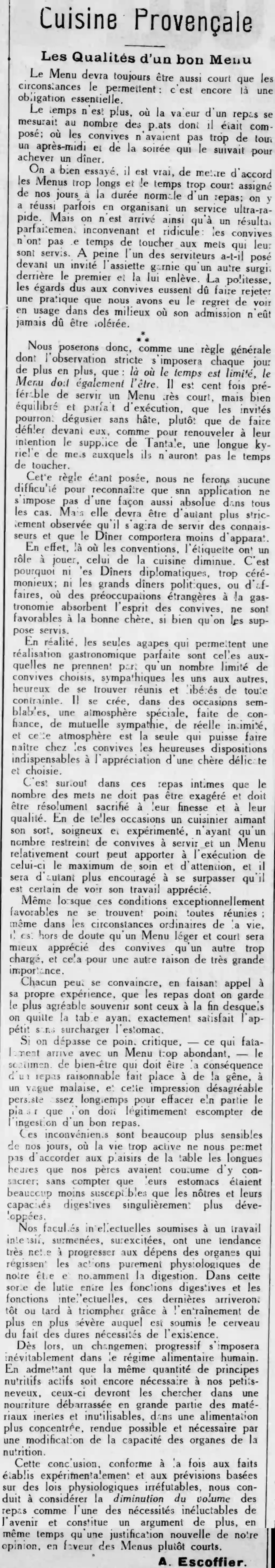 a Le Provençal de Paris la cuisine provençale par Auguste Escoffier