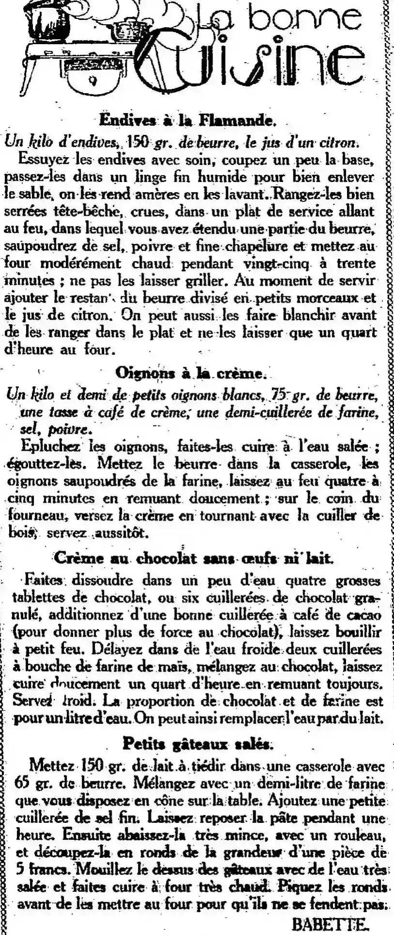 les bonnes receettes anciennes