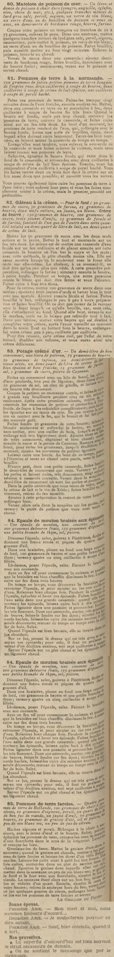 recettes pour une semaine