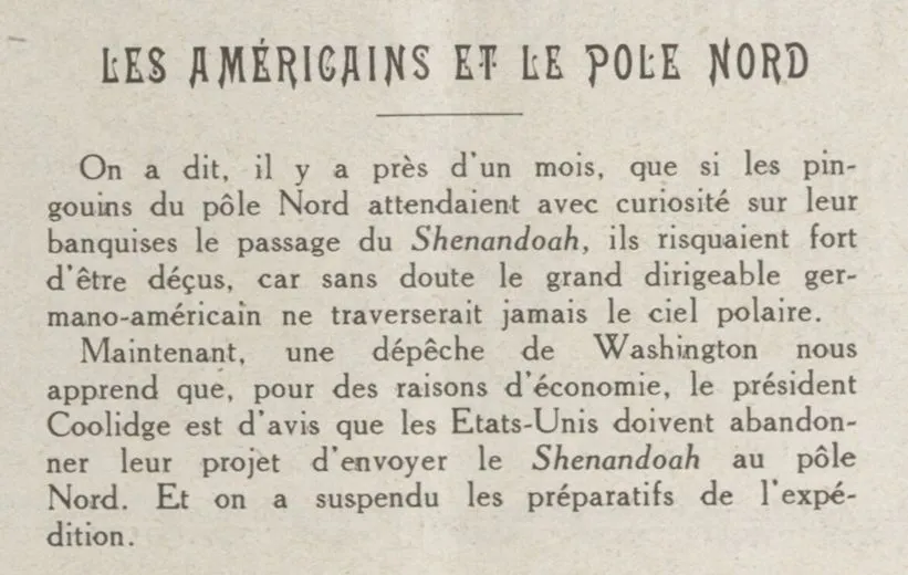 le dirigeable Shenandoah au pôle nord