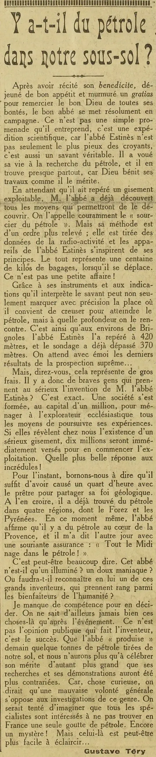 y a-t-il du pétrole dans le sous-sol, encore une affaire d'avion renifleur