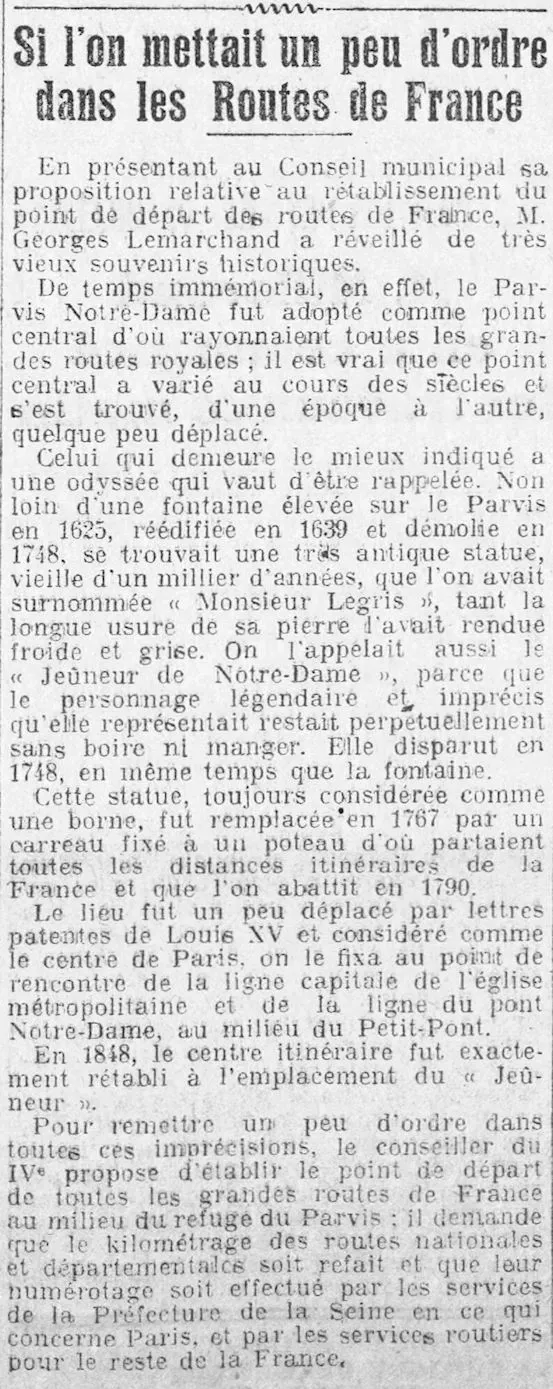 le point de départ des routes de France Notre-Dame de Paris