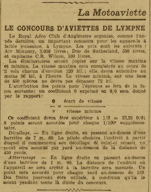 Le concours d'aviettes de Lympne