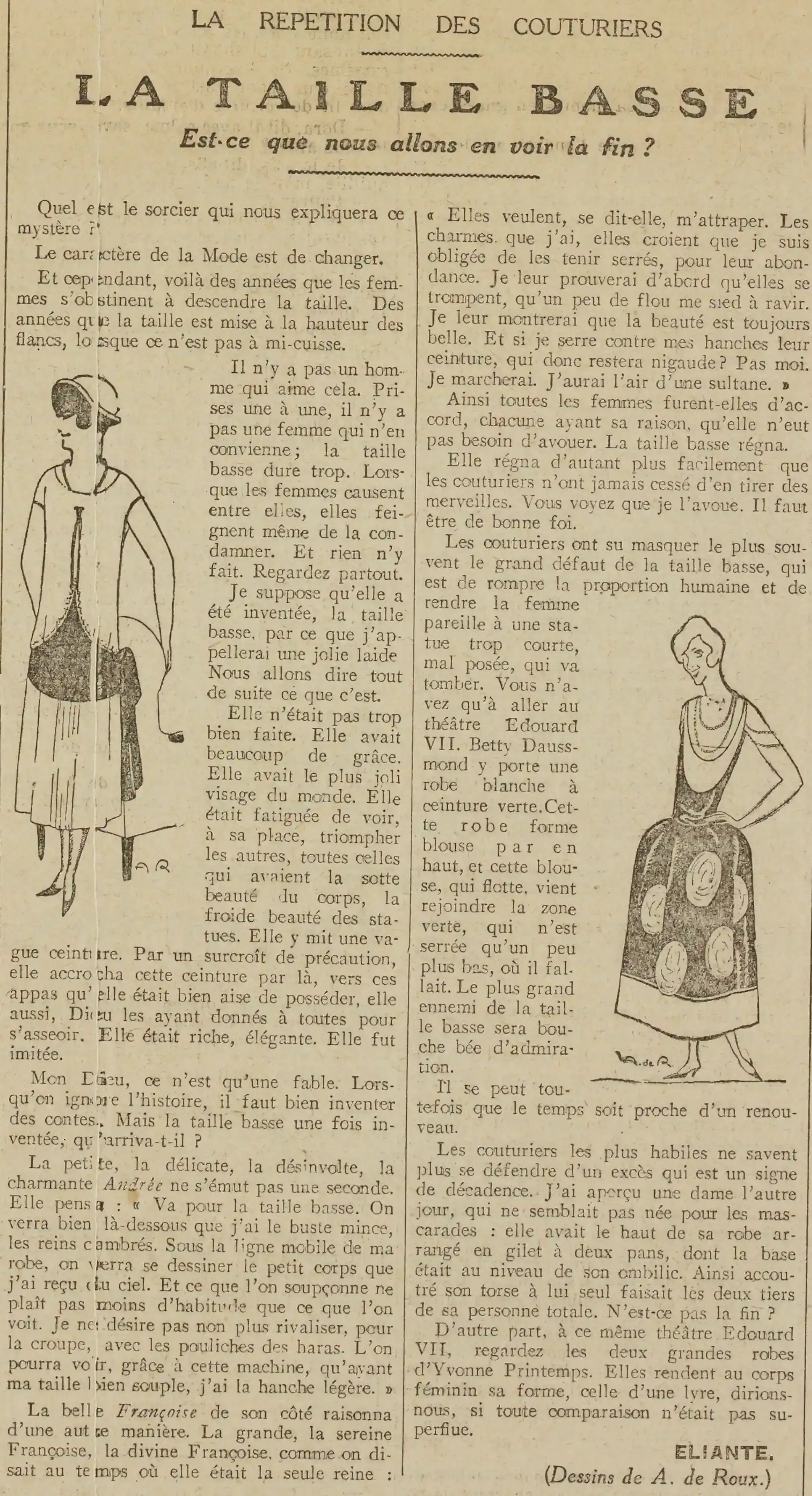 la répétition des couturiers : la taille basse