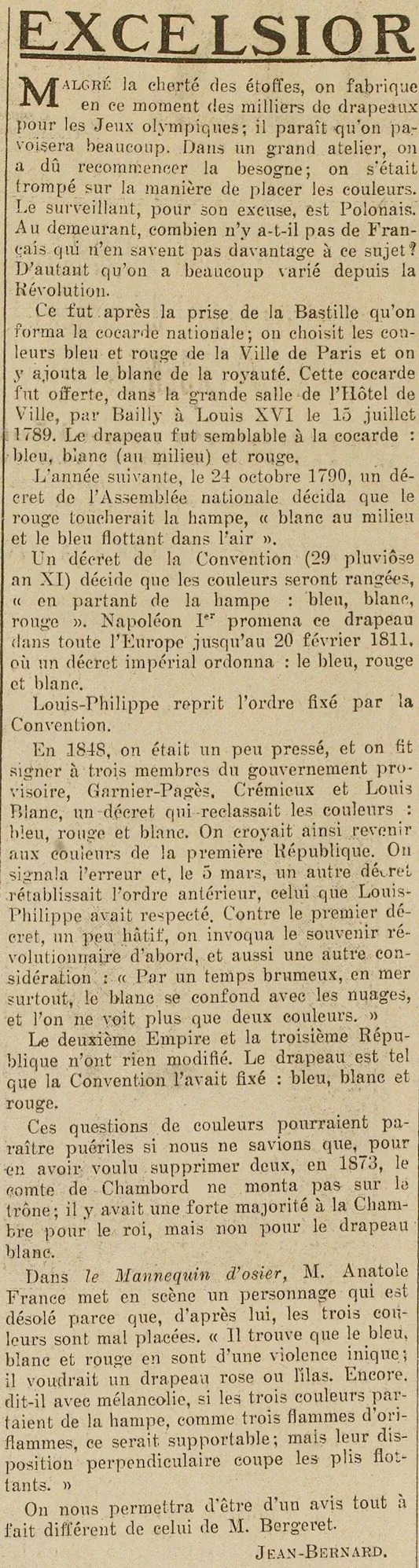 des millliers de  drapeau français pour les jeux Olympiques