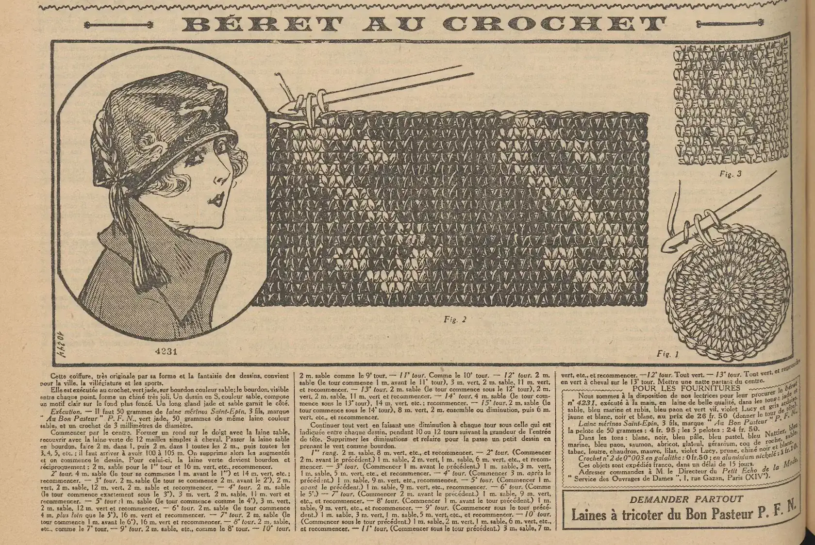 un béret au crochet