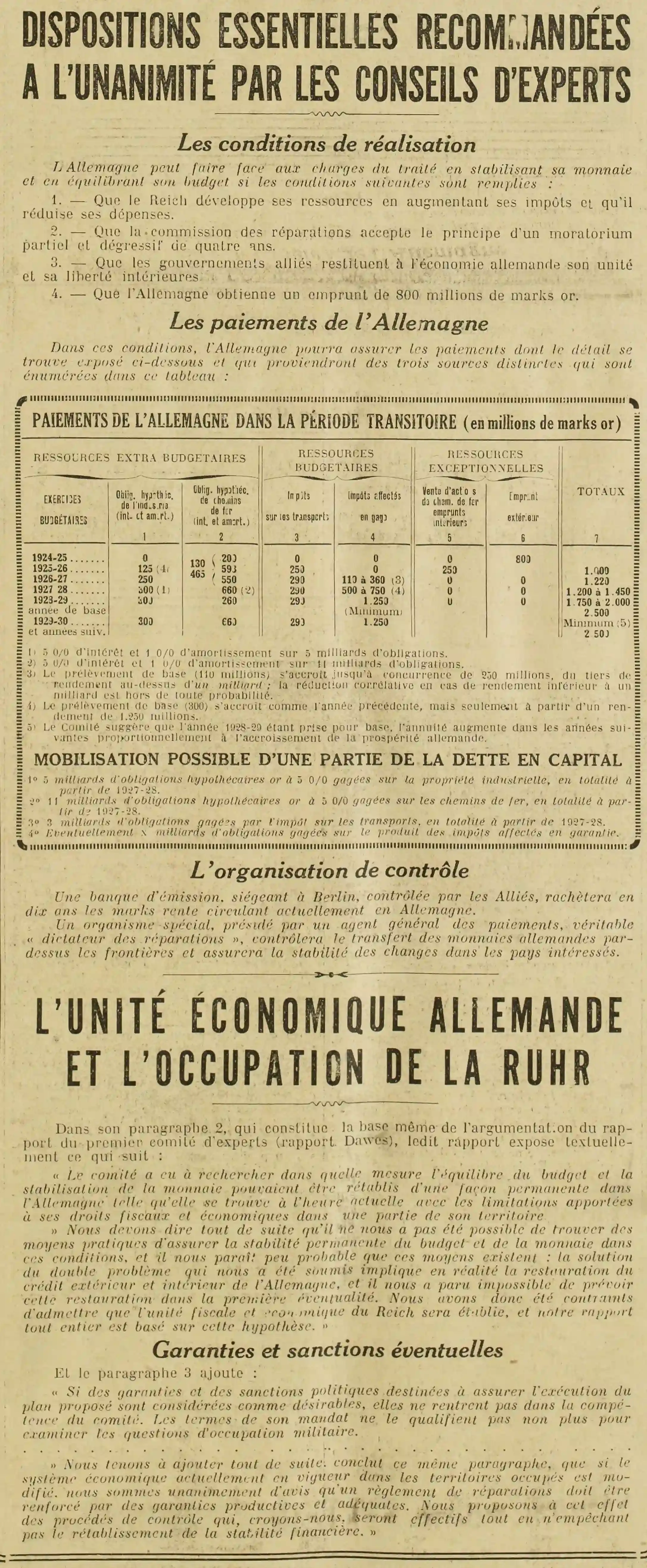 Excelsior 19240410 art 01 recommandations commission 1