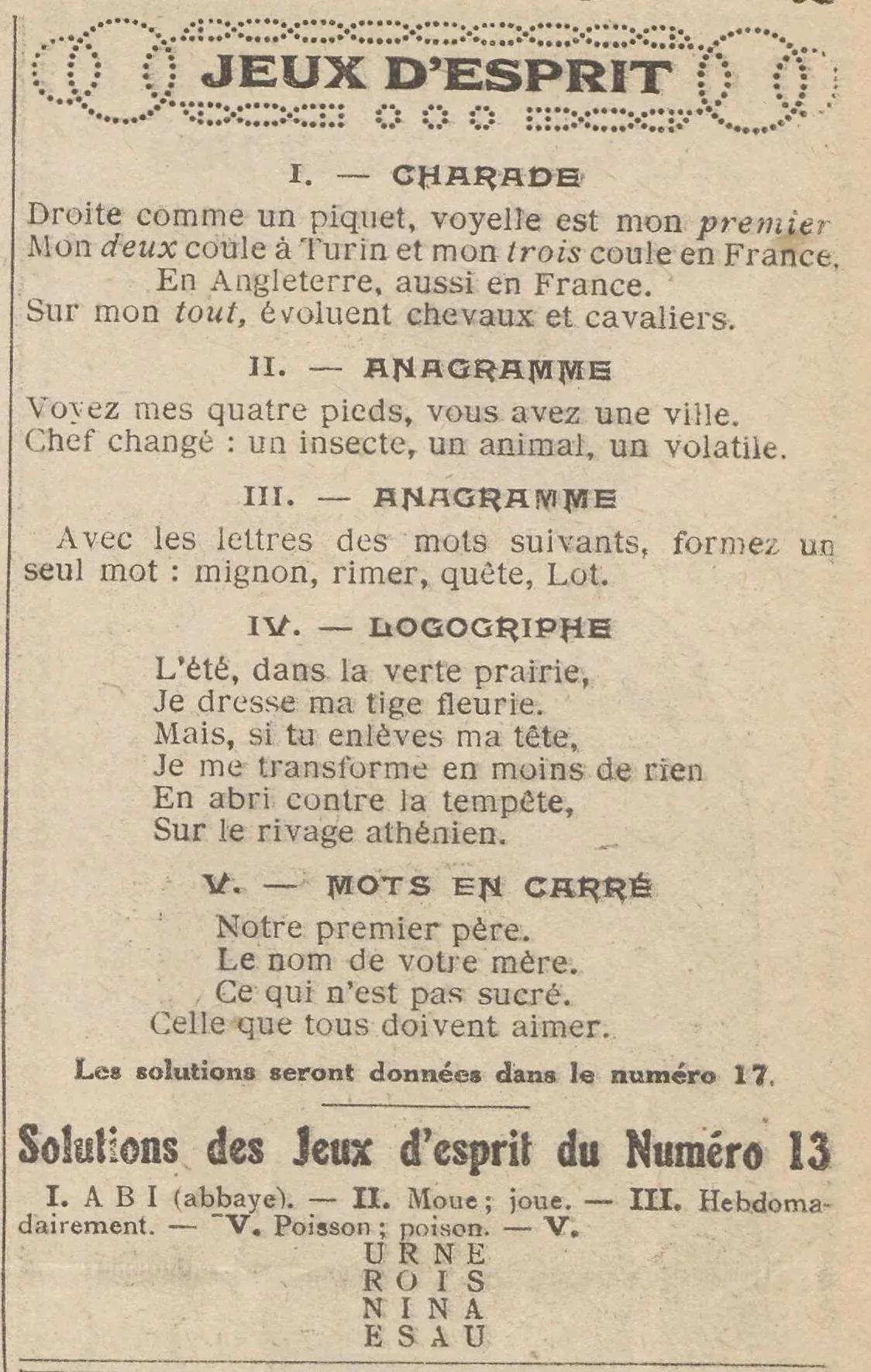  jeux desprit anagramme, logogriphe