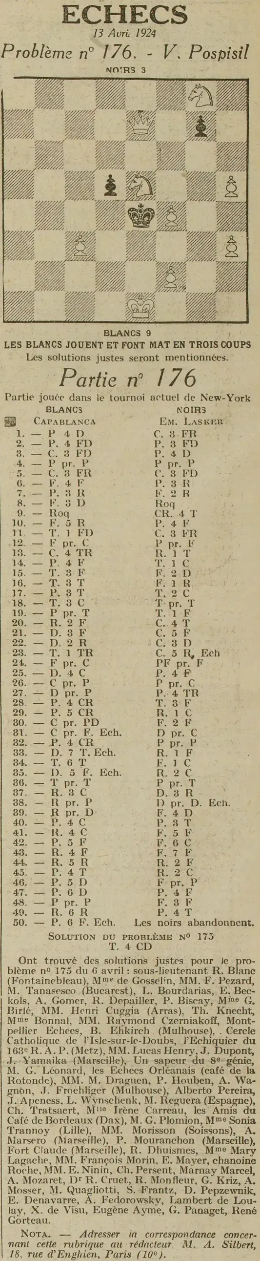 problème d'échecs 176