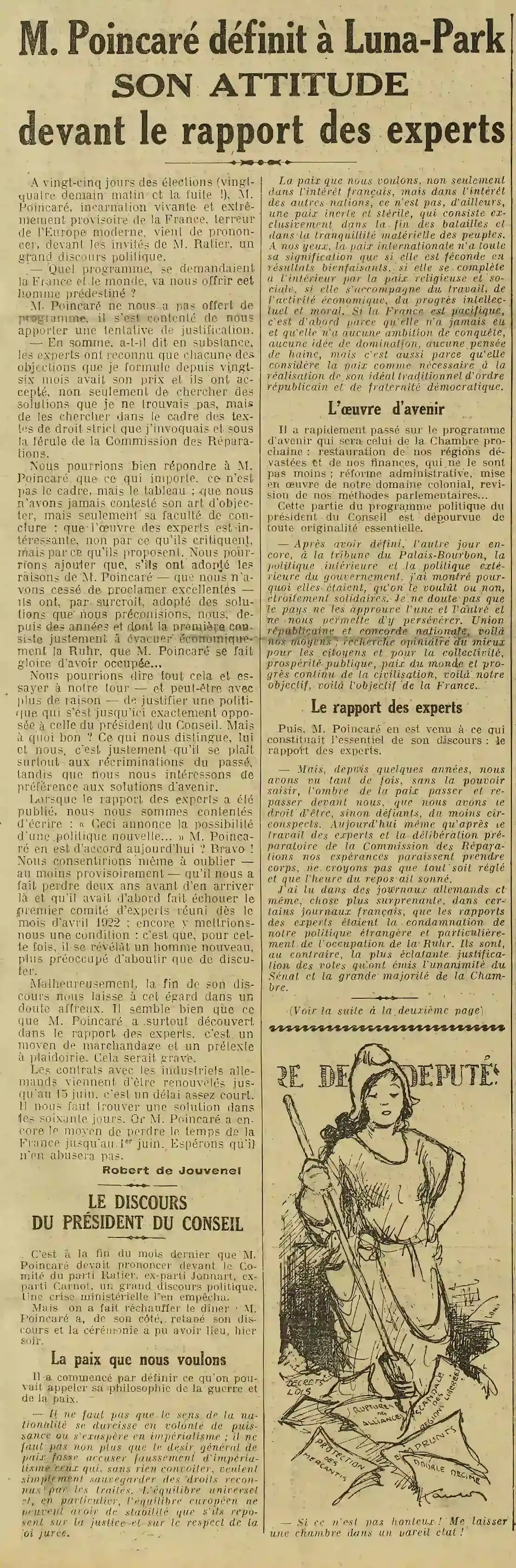 discours de Raymond Poincaré président du conseil
