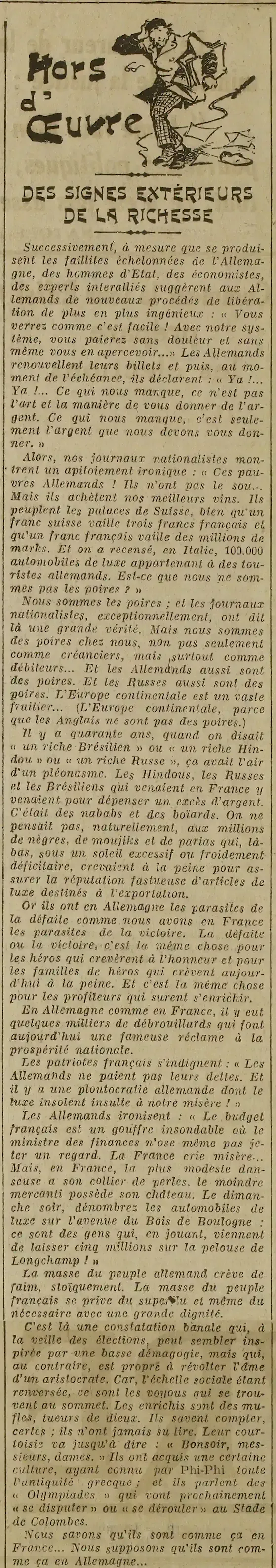 Des signes extérieurs de la richesse