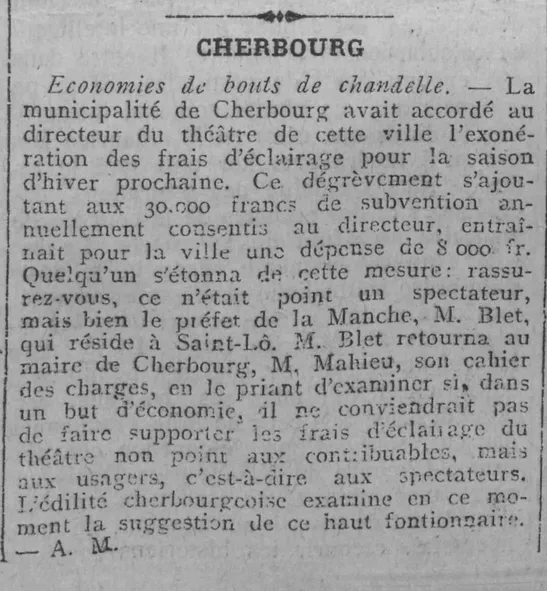 économies de bout de chandette au théâtre de Cherbourg