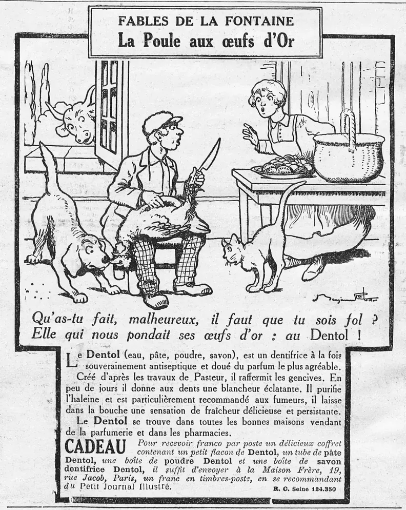 humour fable de Jean de La Fontaine et dentol 