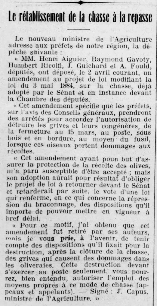 La chasse à la repasse