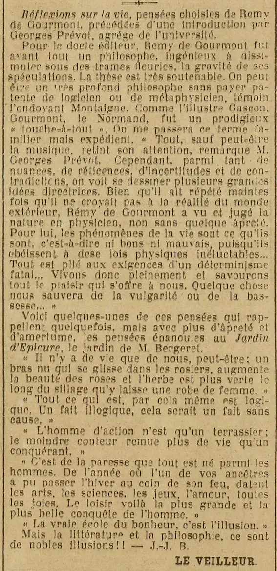 réflexions de Rémy de Gourmont philosophe