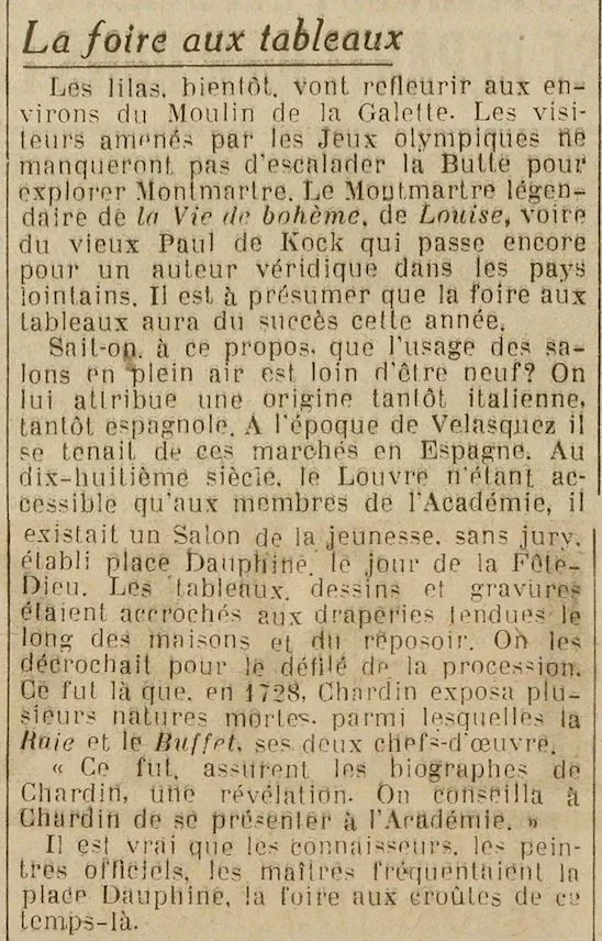 La foire aux tableaux se tient à Montmartre