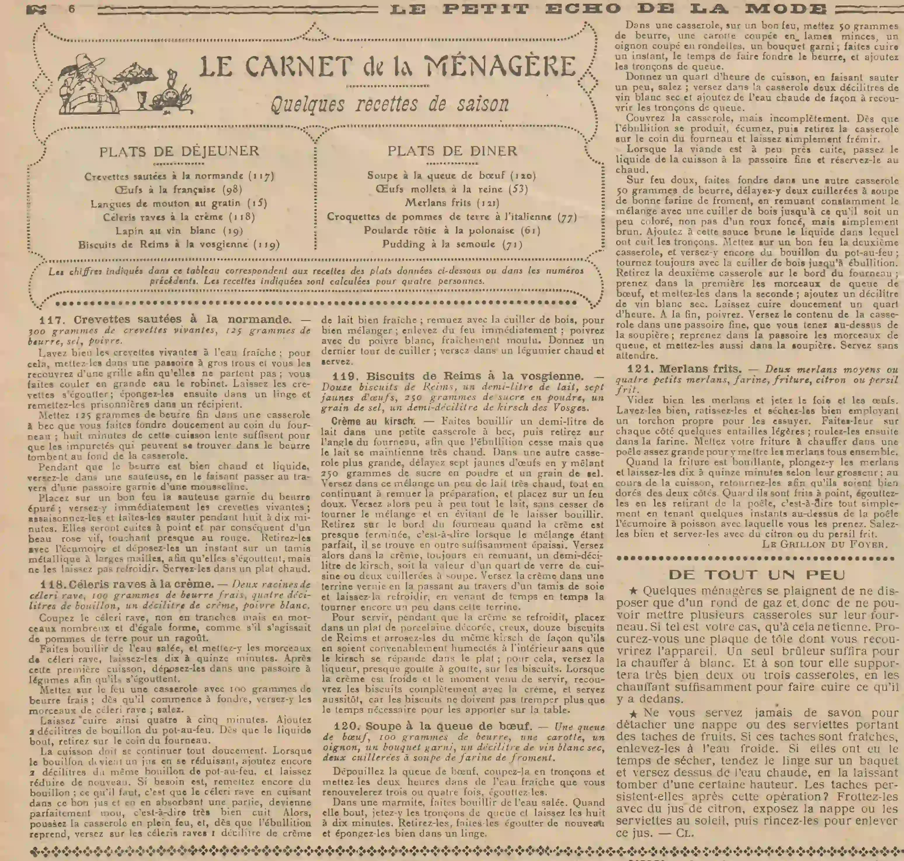 menus et recettes de nos ancêtres