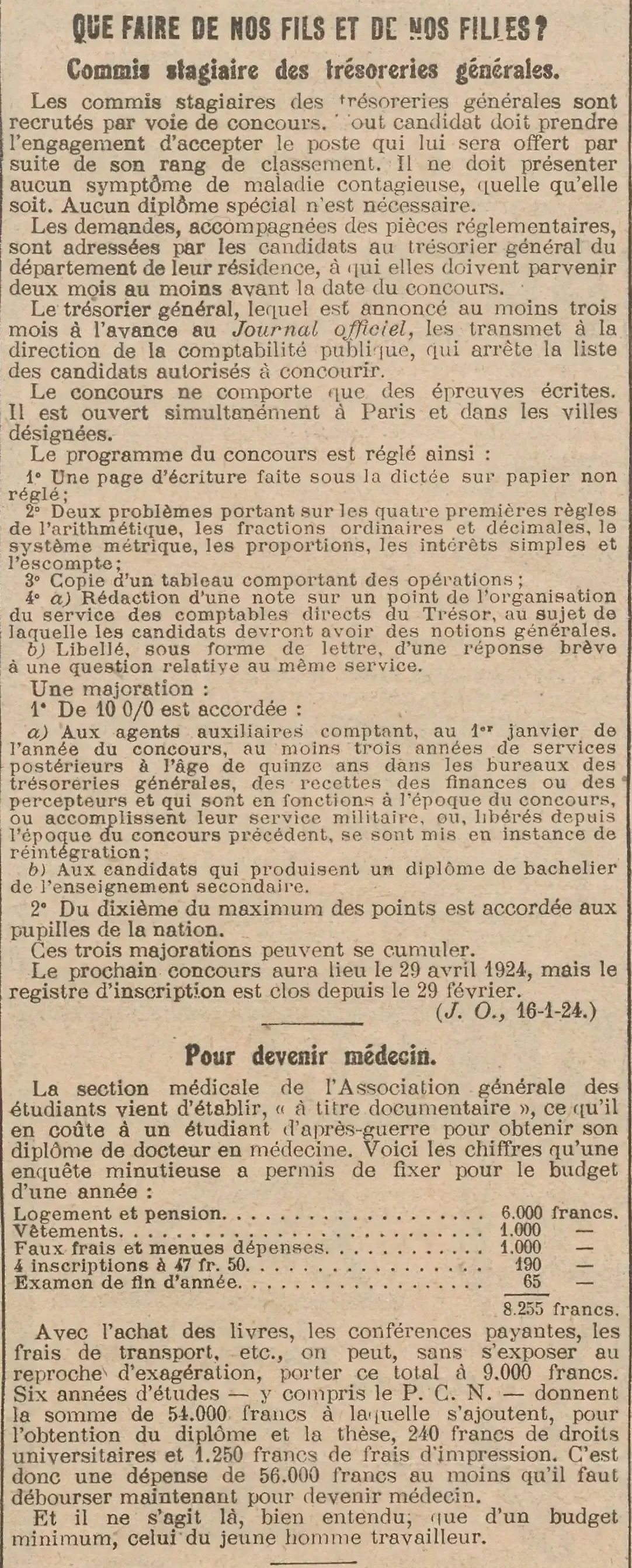 le prix des études