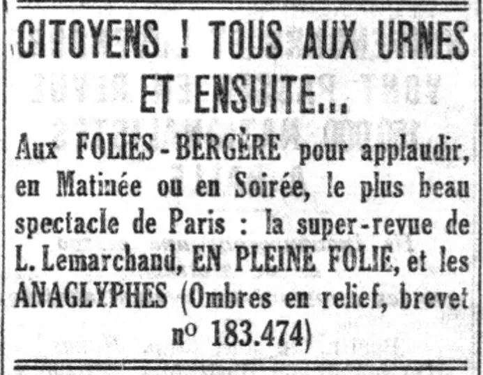 Citizens to the polls and to Les Folies-Bergère