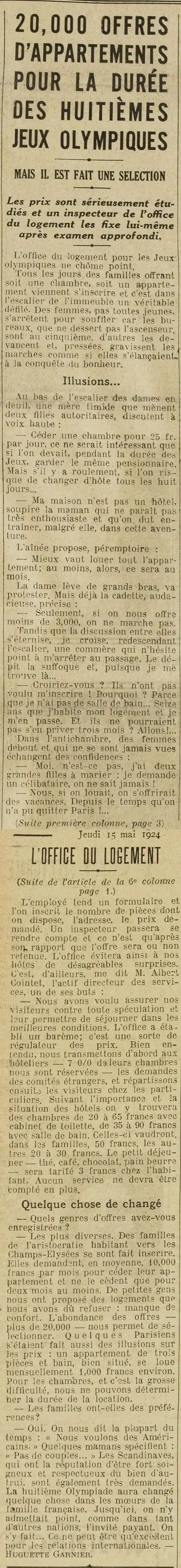 20,000 apartment offers for the duration of the Olympic Games.