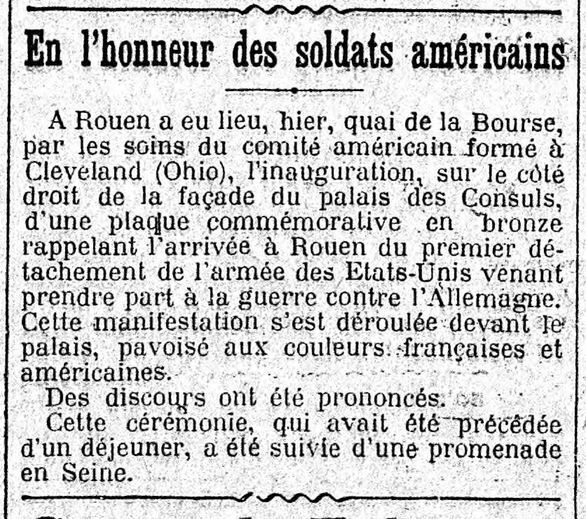 hommage aux soldats Américains à Rouen
