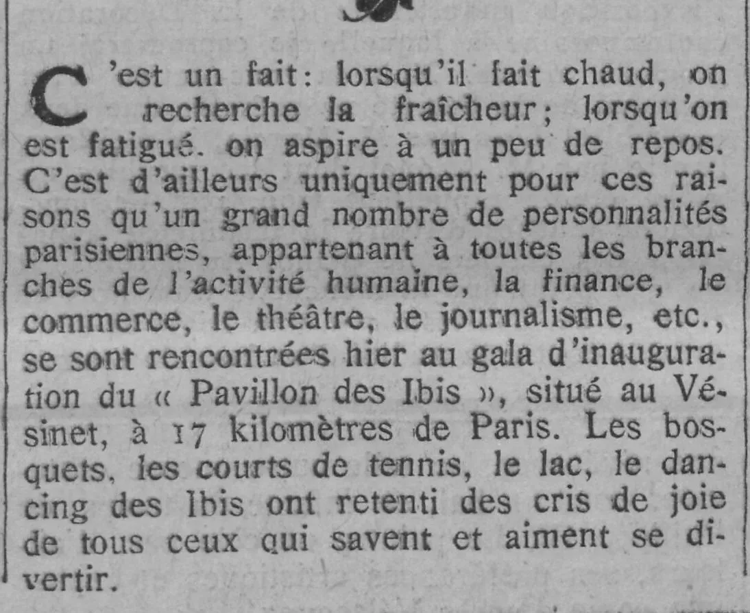 le Pavillon des Ibis au Vésinet.