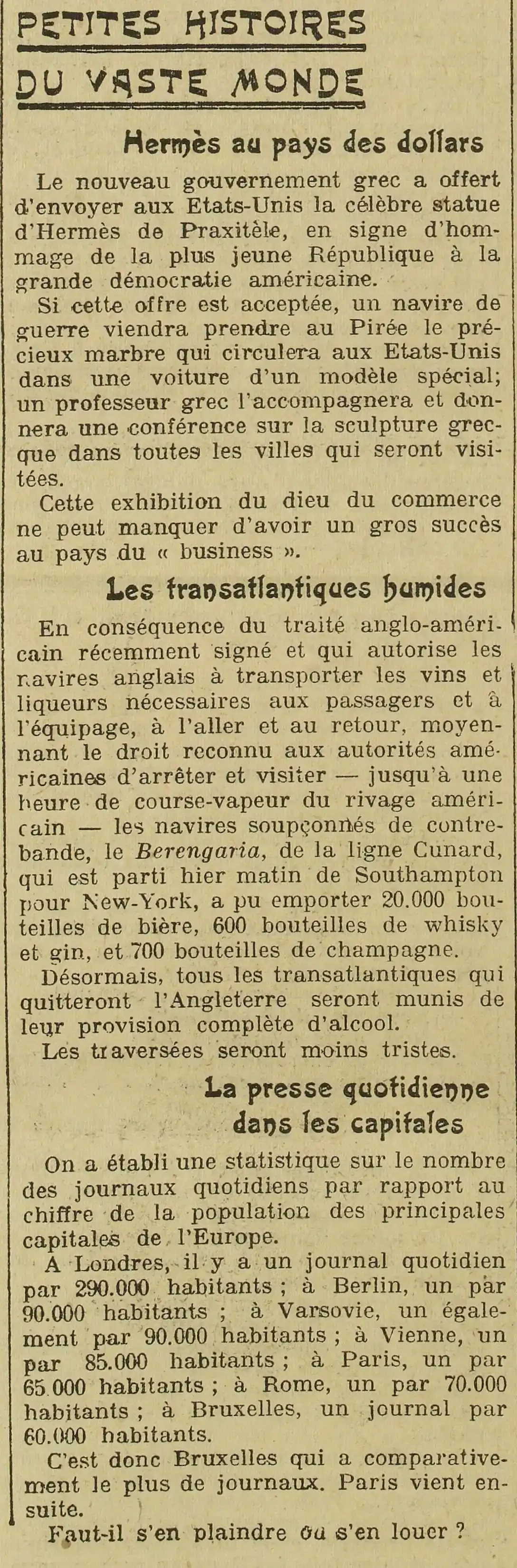 Little stories from the big world Hermes to USA 