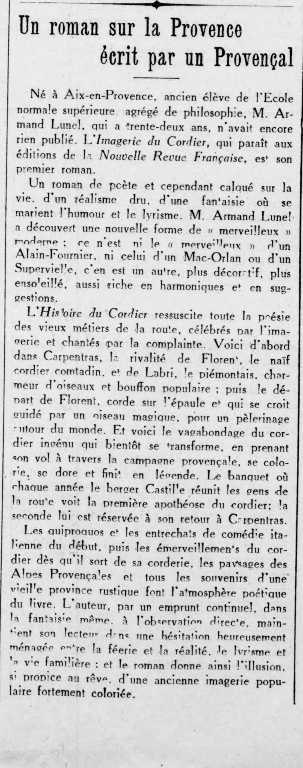 Un roman sur la Provence