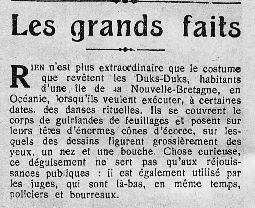 le costume traditionnel des Duks-Duks