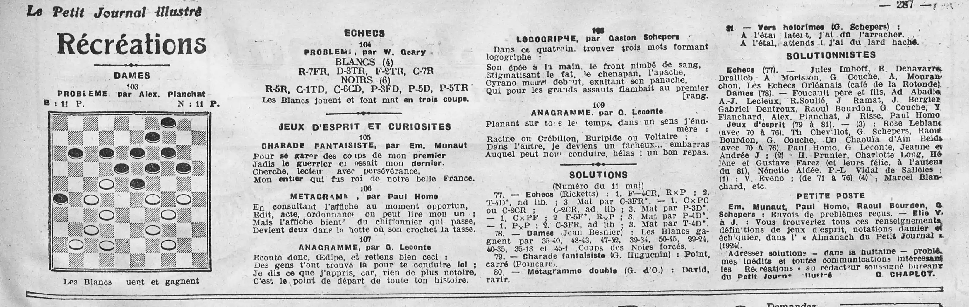 Weekly recreations 15 juin