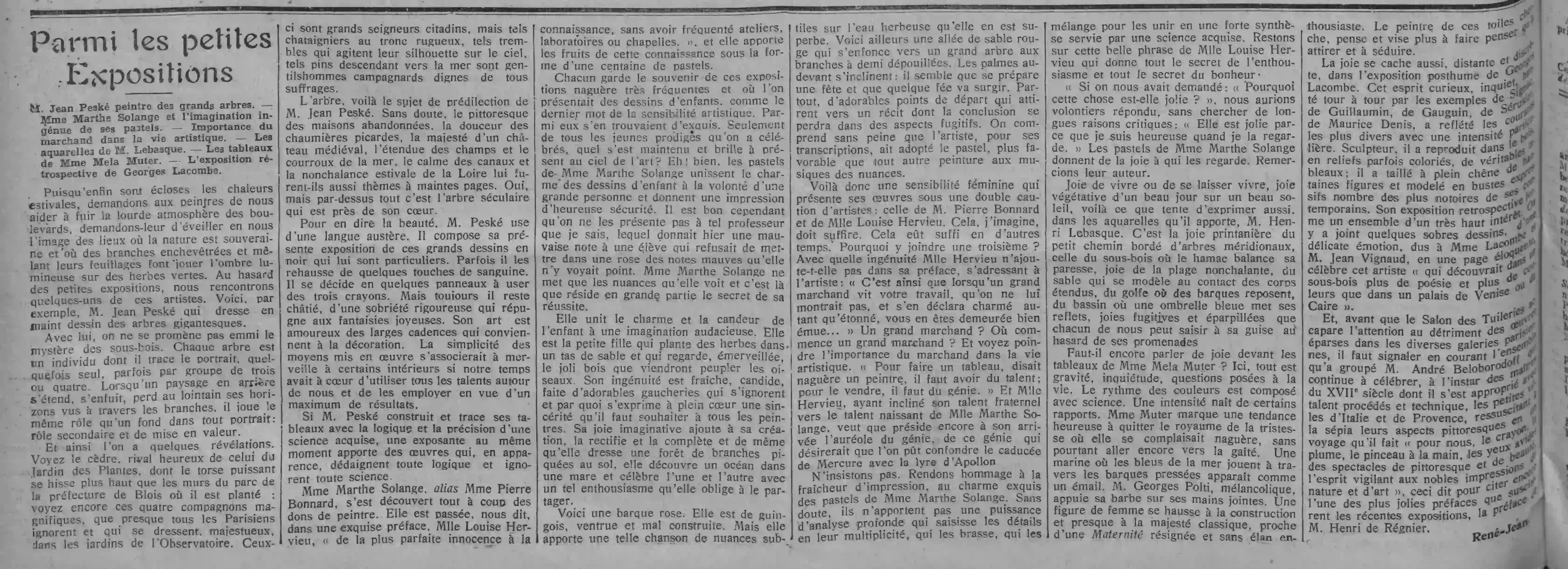 Among the small exhibitions, Jean Peske