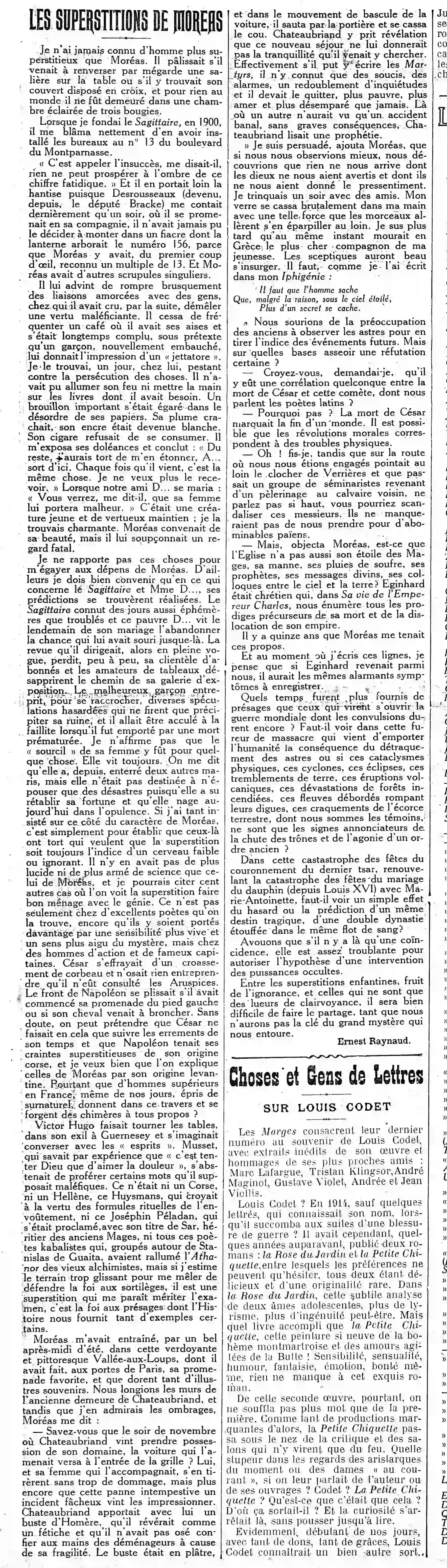 les superstitions de Jean Moréas