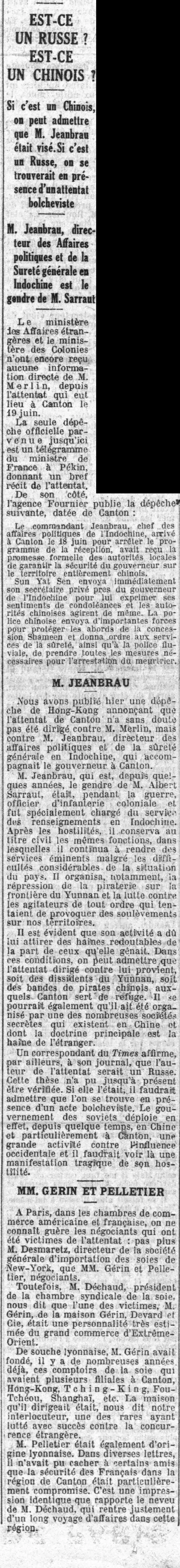 l'attentat de Canton est-il l'œuvre d'un Chinois ou d'un Russe