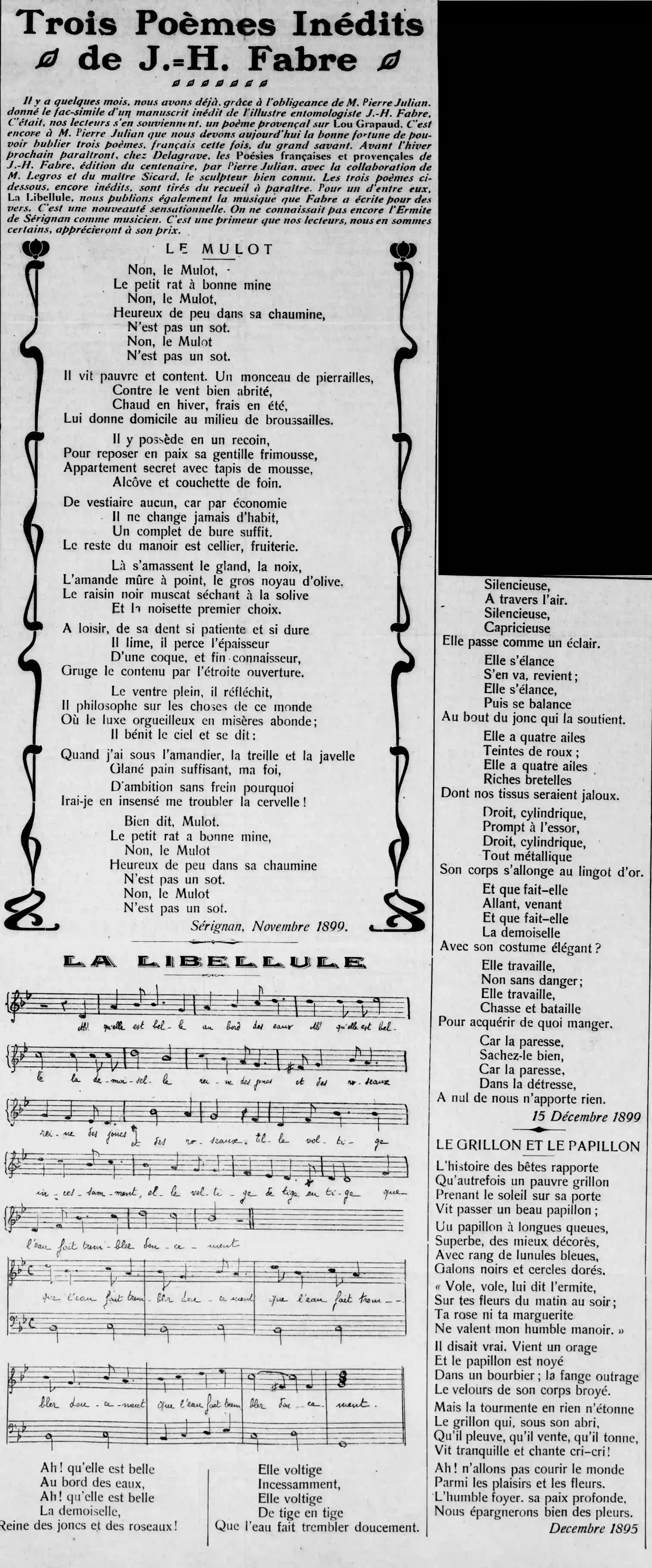 Three previously unpublished poems by J.H. Fabre