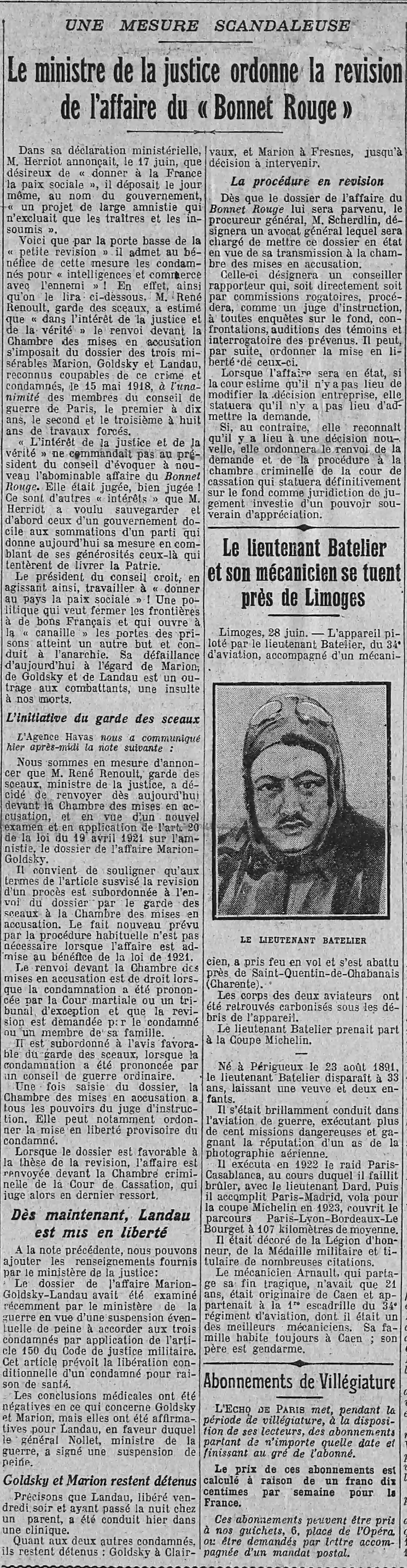 The “Bonnet Rouge” affair commented