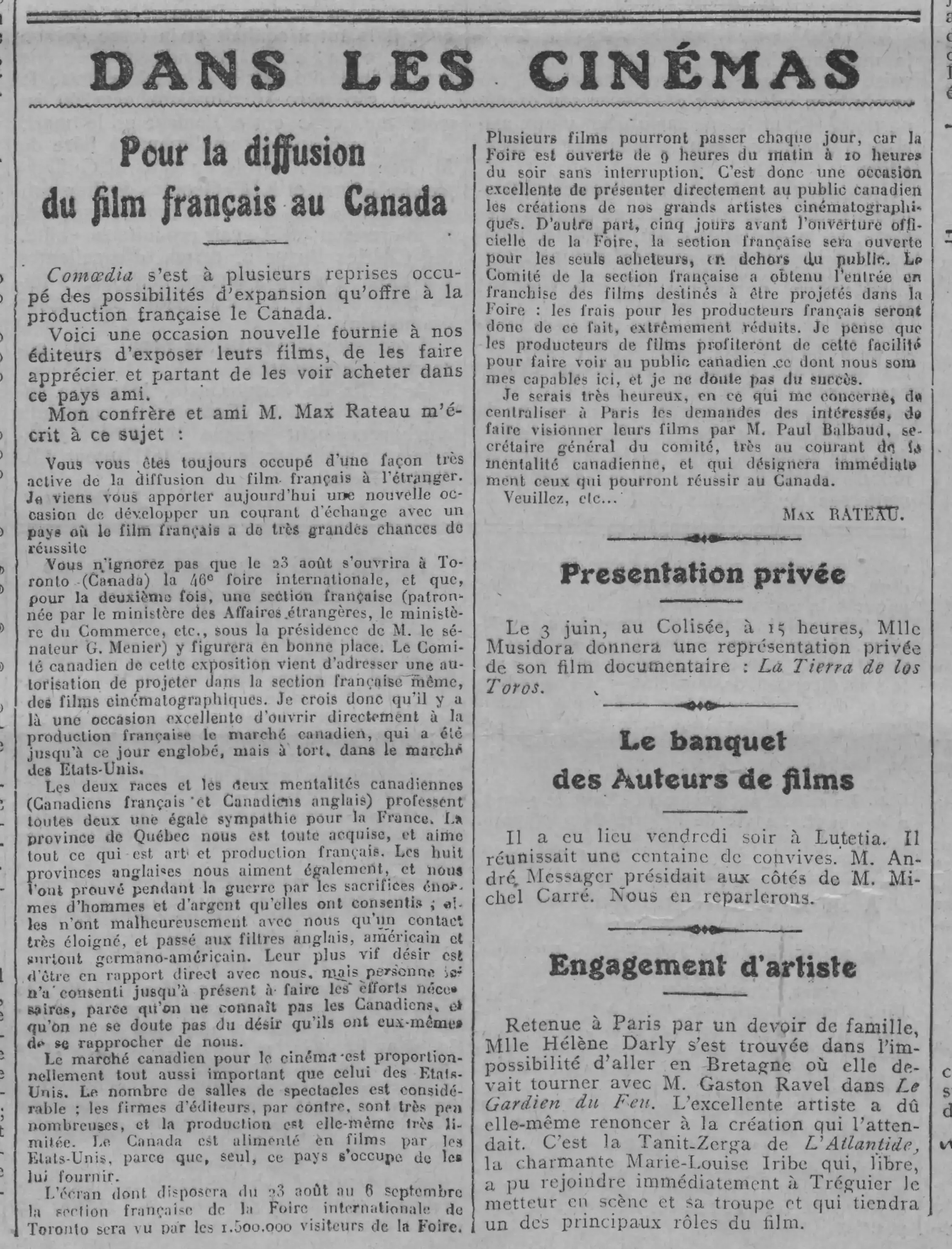 For the broadcast of French films