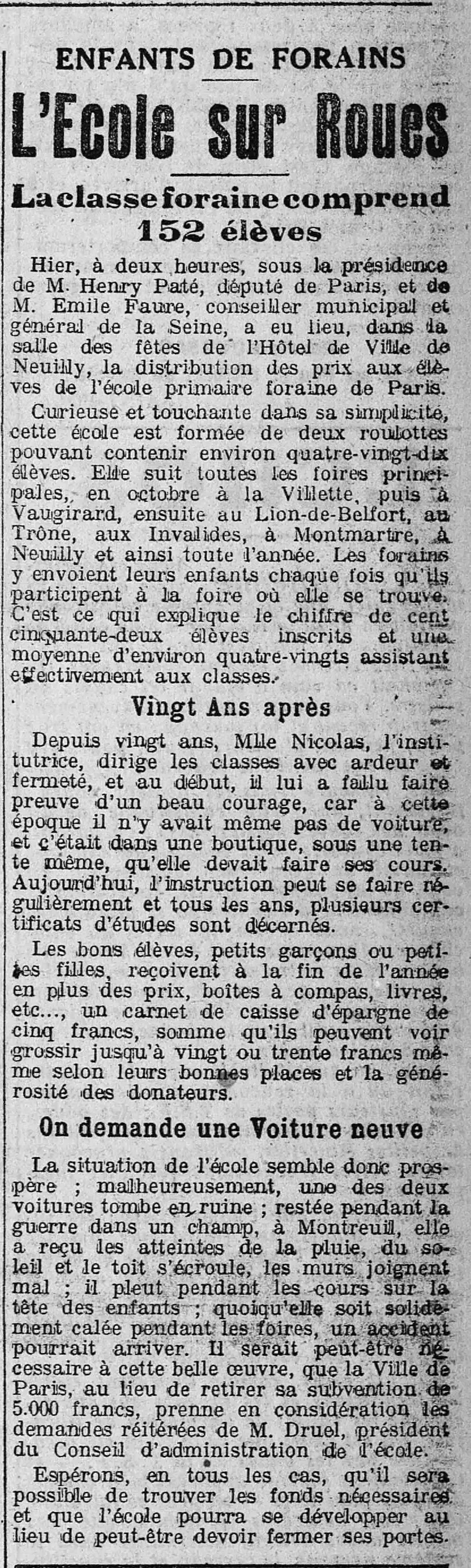 The School on Wheels, the fairground class includes 152 students.