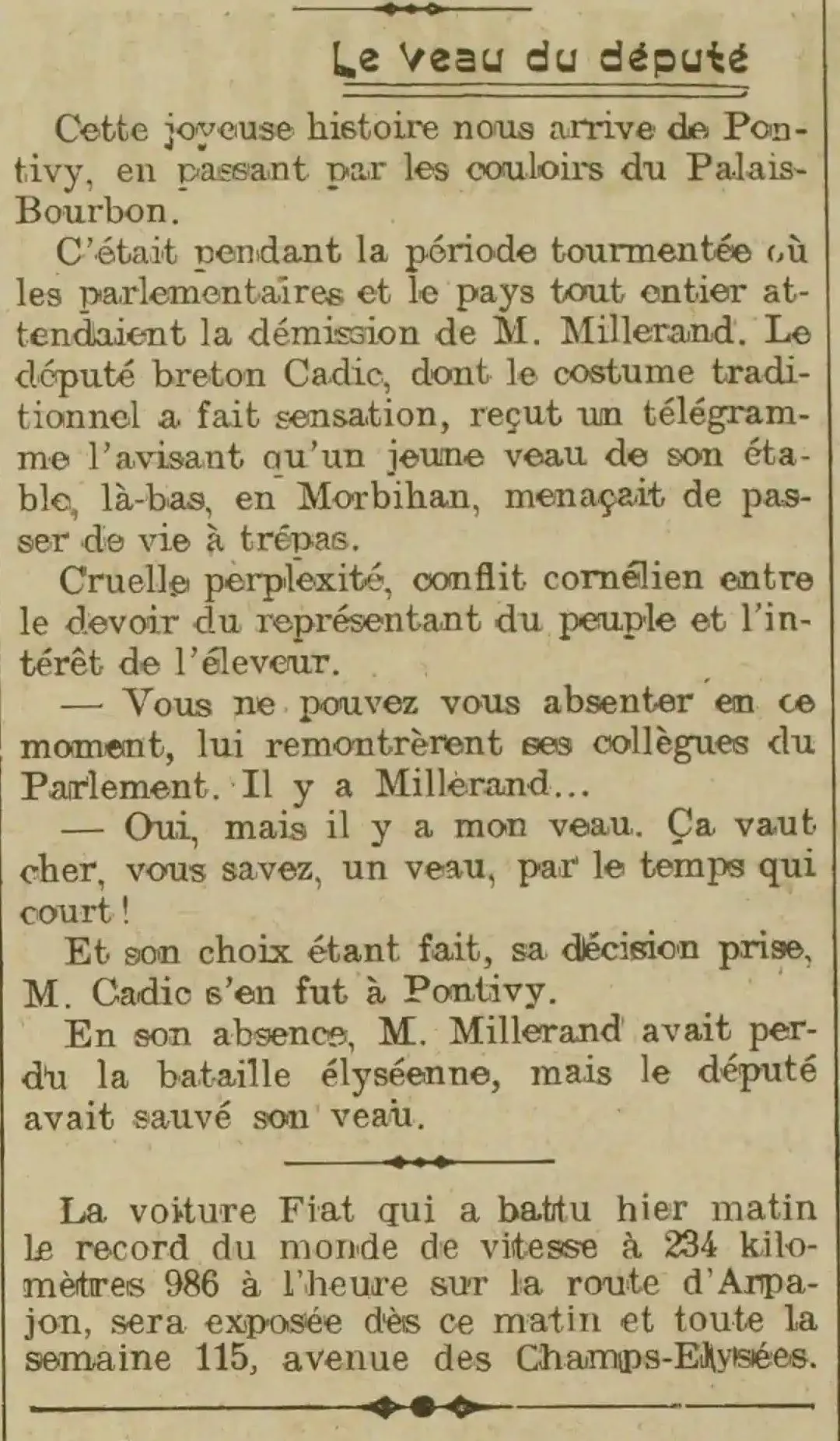 Is the MP's calf worth a session in the House