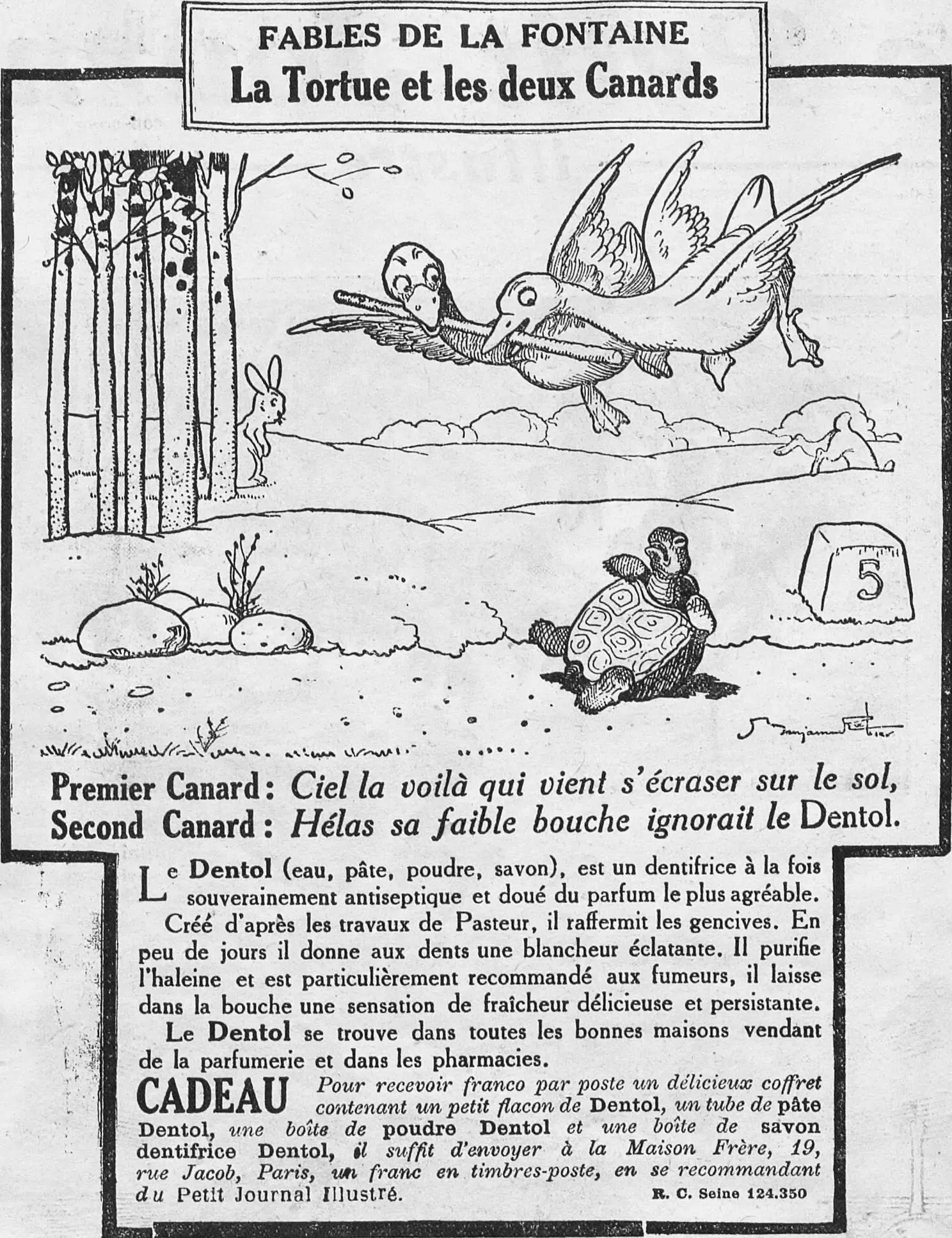 La Fontaine's fables illustrated, the fable "the turtle and the two ducks",