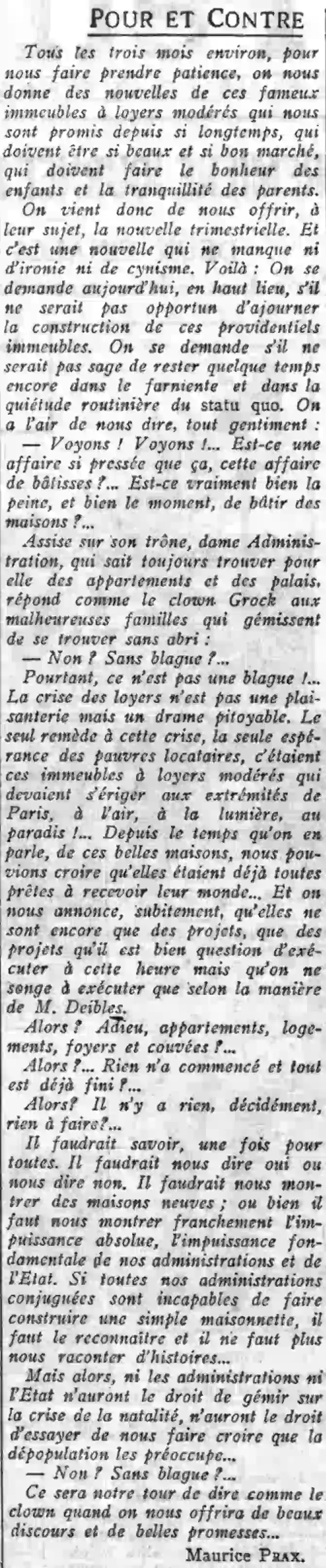 Maurice Prax chronique du 07 juillet 1924