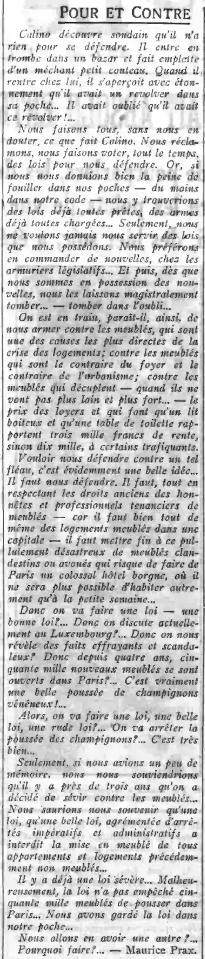 la chronique de Maurice Prax 10 juillet 1924