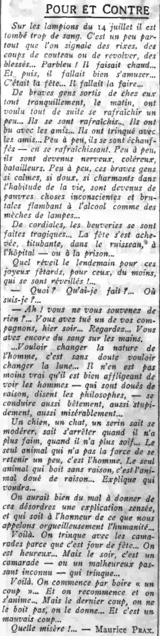 la chronique de Maurice Prax 17 juillet 1924