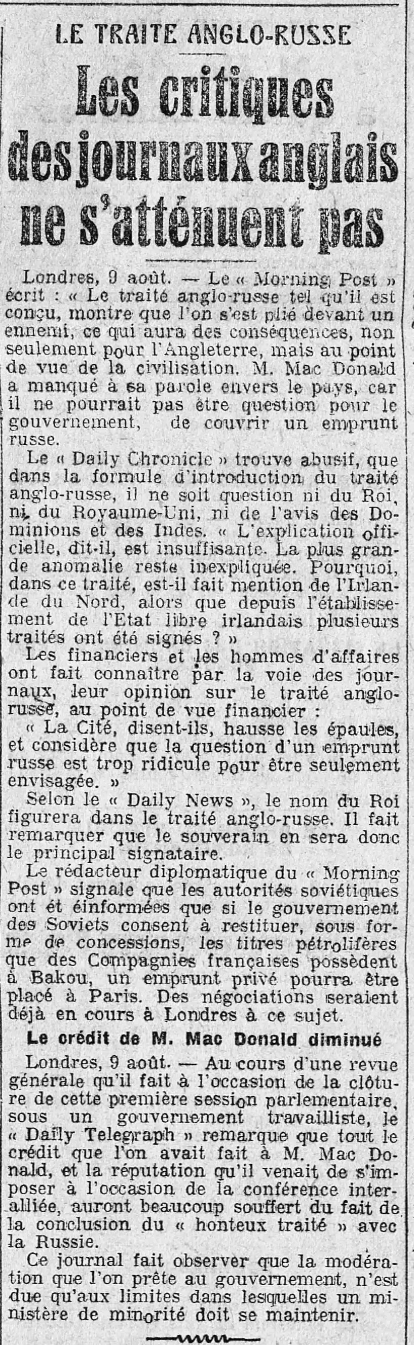  Le traité anglo-russe tel qu'il est conçu